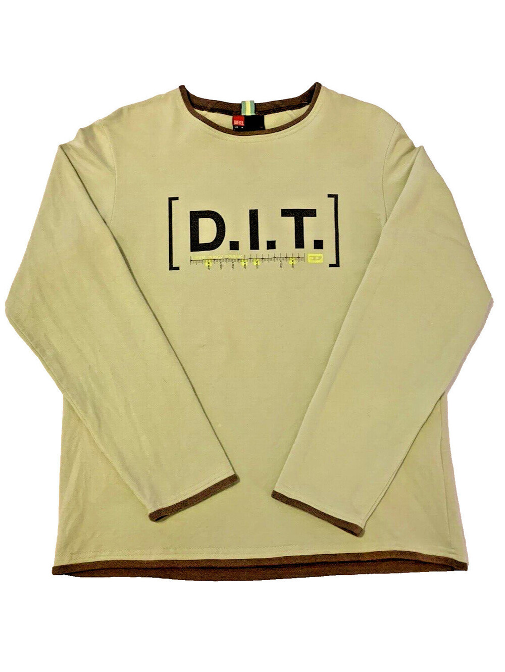 Diesel Fleece Sweatshirt VTG Men's M Lime-Green Stretchy Cotton-Spandex Y2K